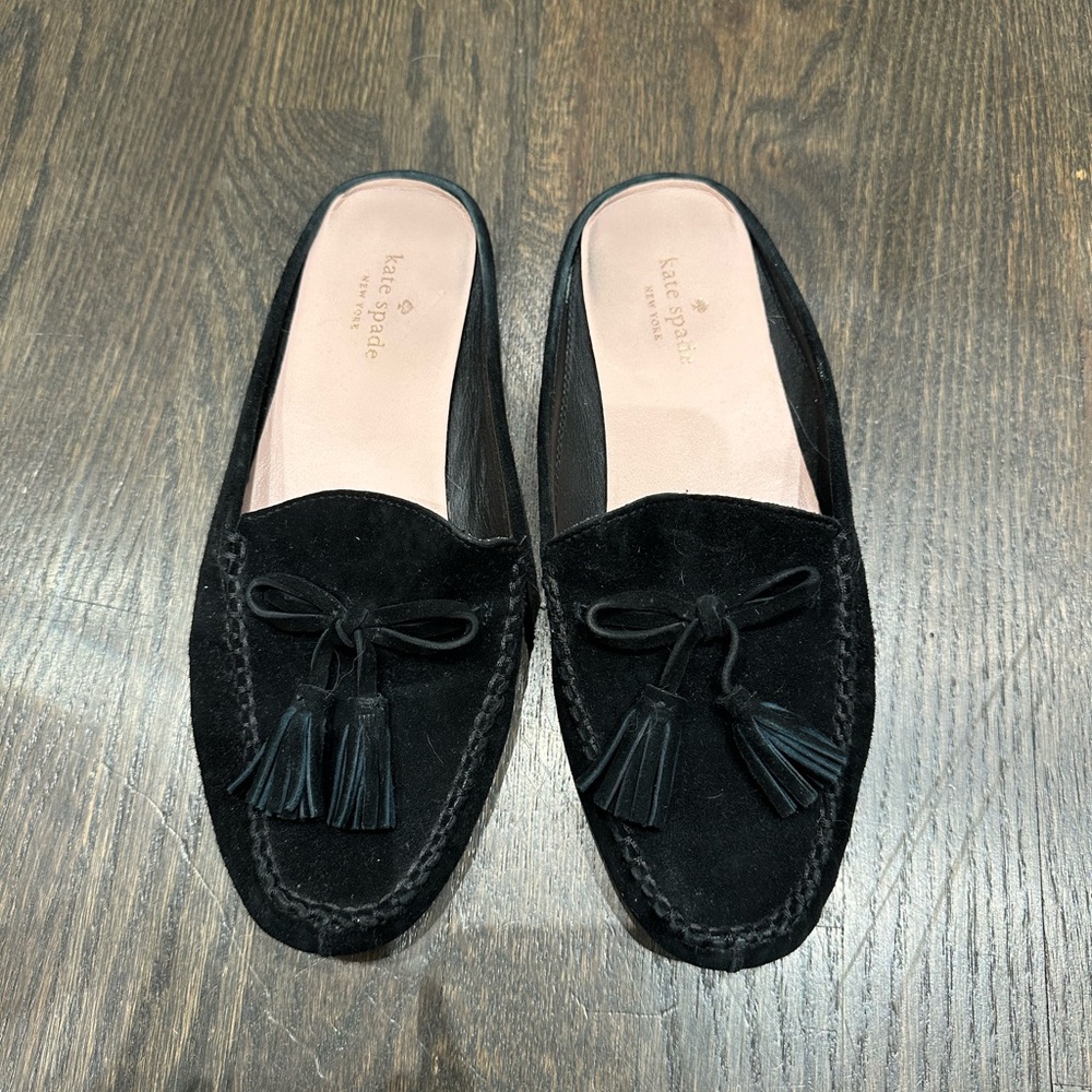 Kate Spade Black Suede Mules - Women - Size 8